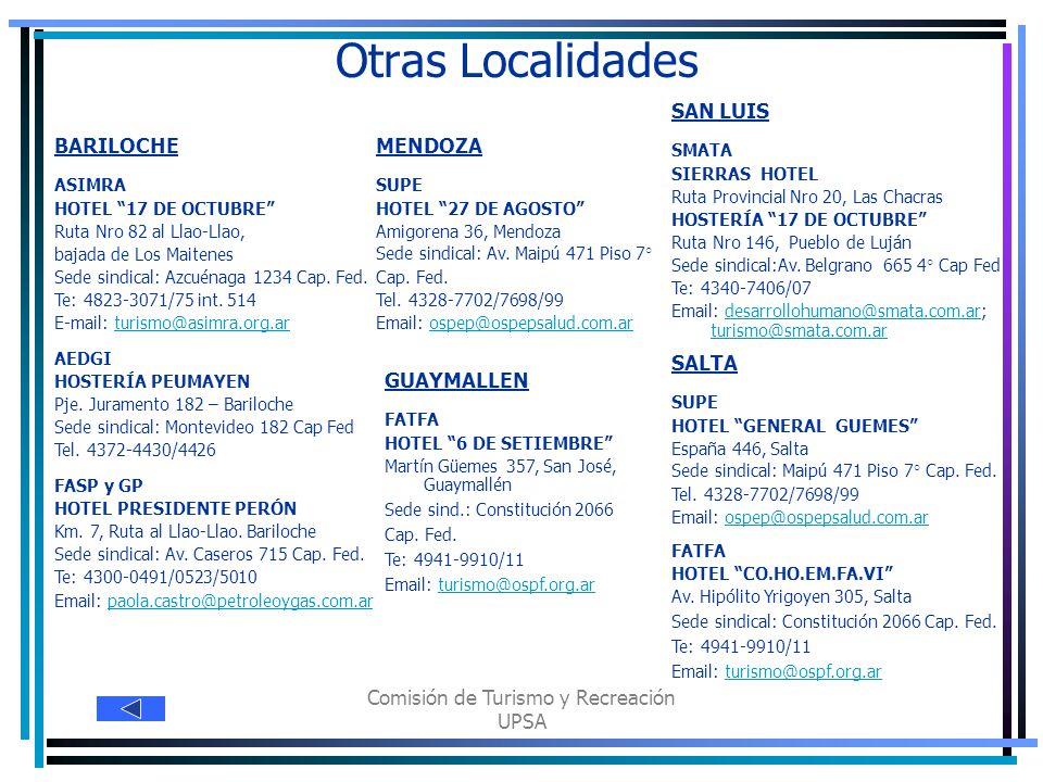 Comisión de Turismo y Recreación UPSA