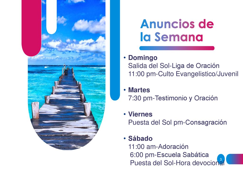 Anuncios de la Semana Domingo Salida del Sol-Liga de Oración