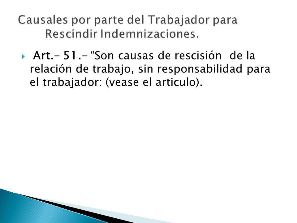 Causales por parte del Trabajador para Rescindir Indemnizaciones.