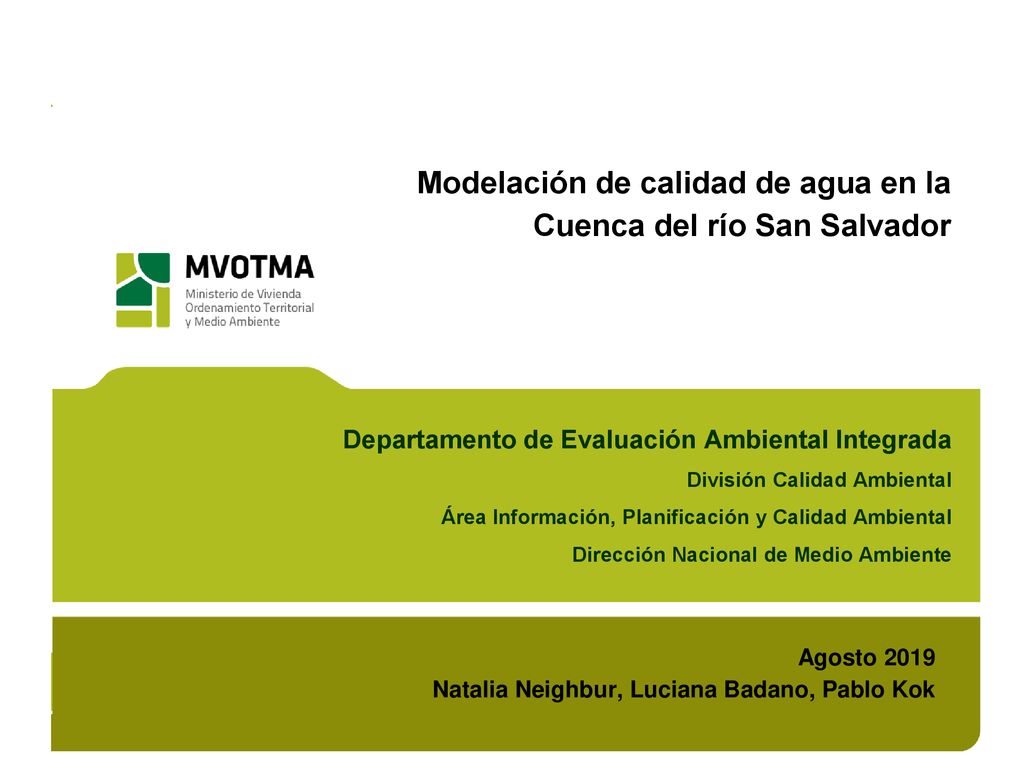 Modelación de calidad de agua en la Cuenca del río San Salvador