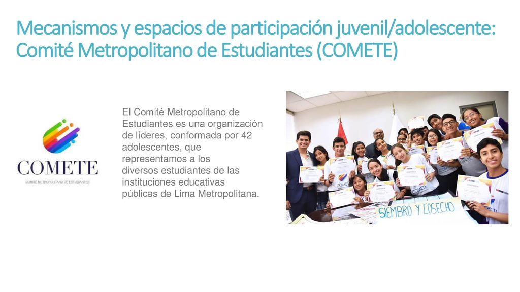 Mecanismos y espacios de participación juvenil/adolescente: Comité Metropolitano de Estudiantes (COMETE)