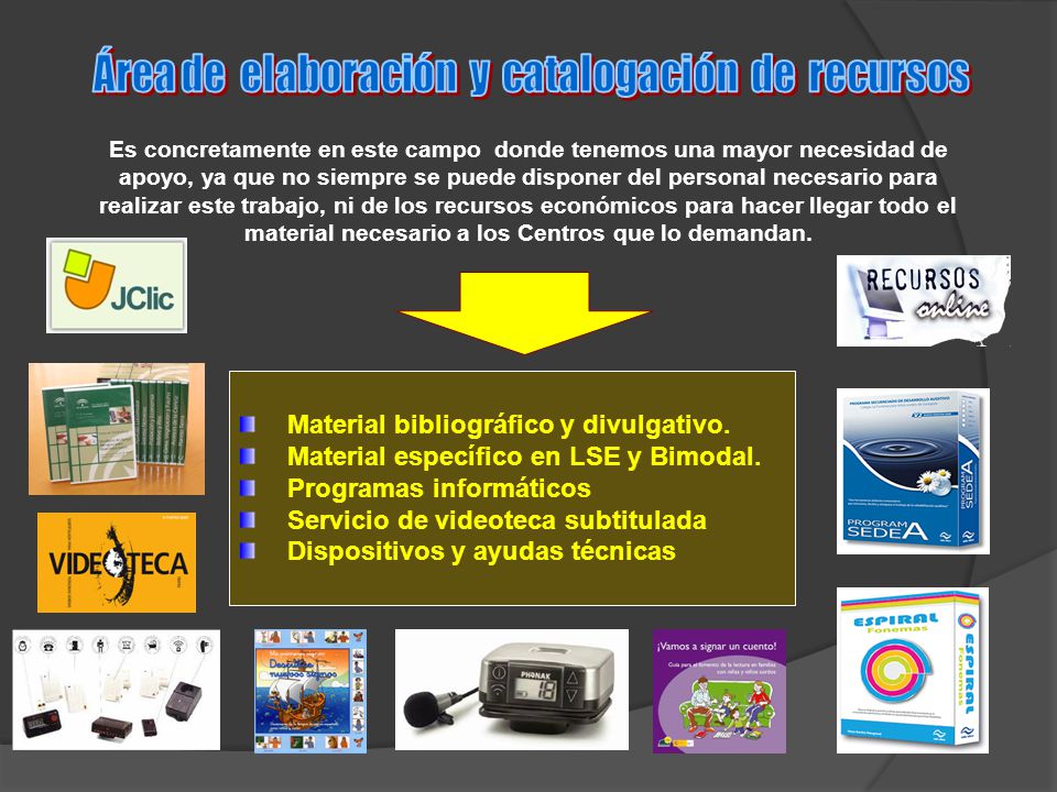 Área de elaboración y catalogación de recursos