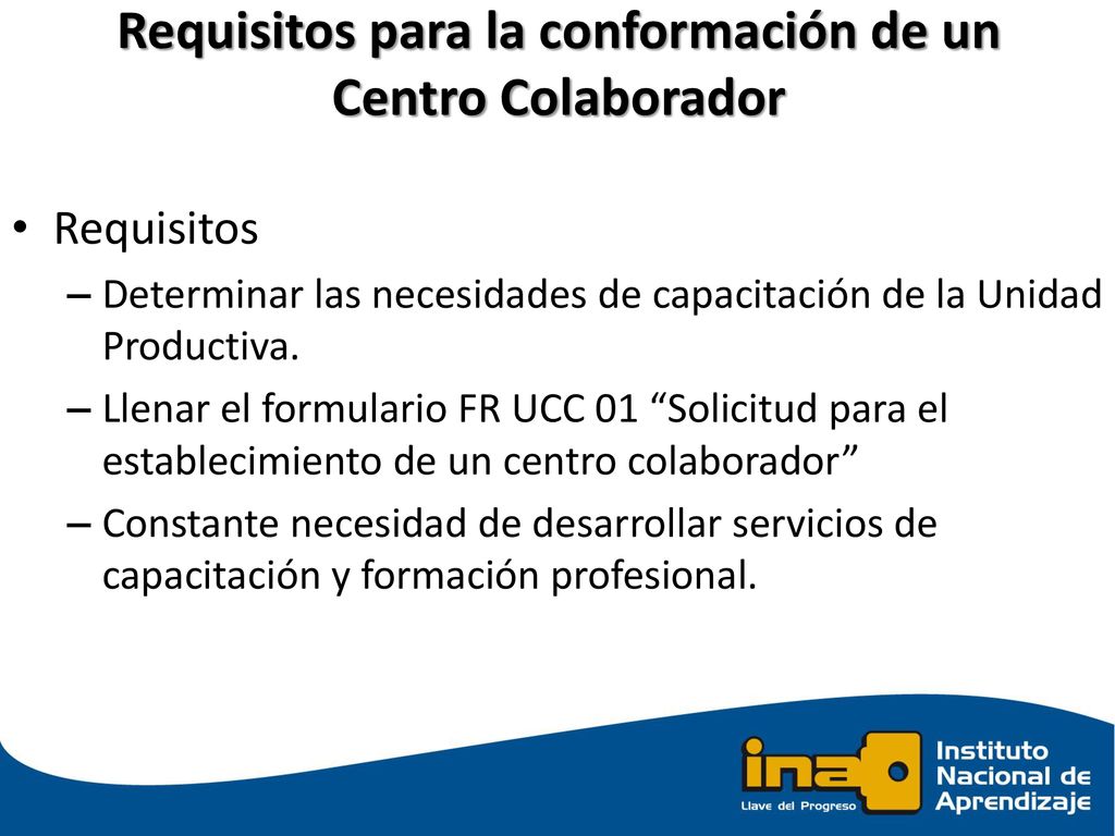 Requisitos para la conformación de un Centro Colaborador