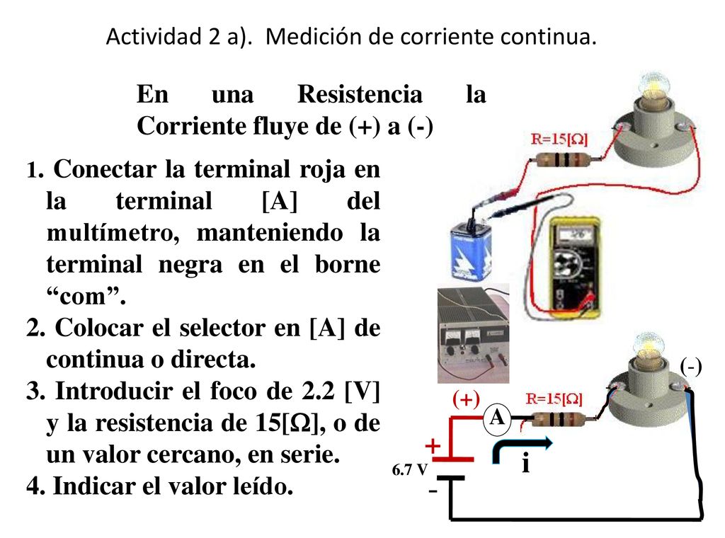 Actividad 2 a). Medición de corriente continua.
