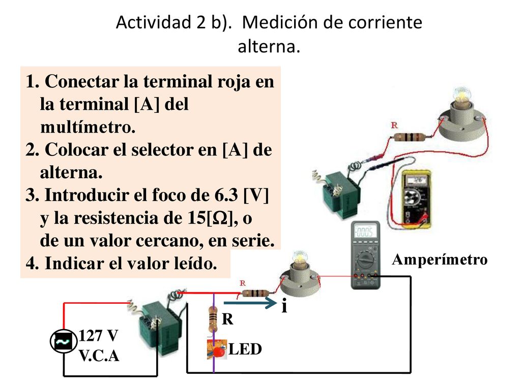 Actividad 2 b). Medición de corriente alterna.