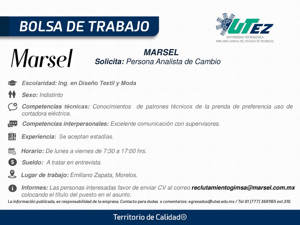 Solicita: Persona Analista de Cambio
