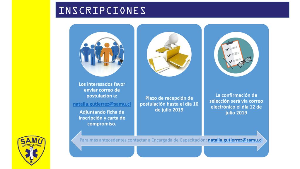 INSCRIPCIONES Los interesados favor enviar correo de postulación a: