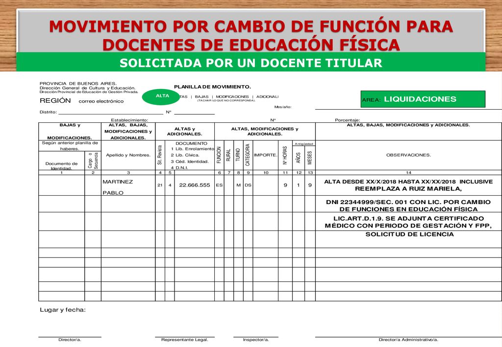 MOVIMIENTO POR CAMBIO DE FUNCIÓN PARA DOCENTES DE EDUCACIÓN FÍSICA