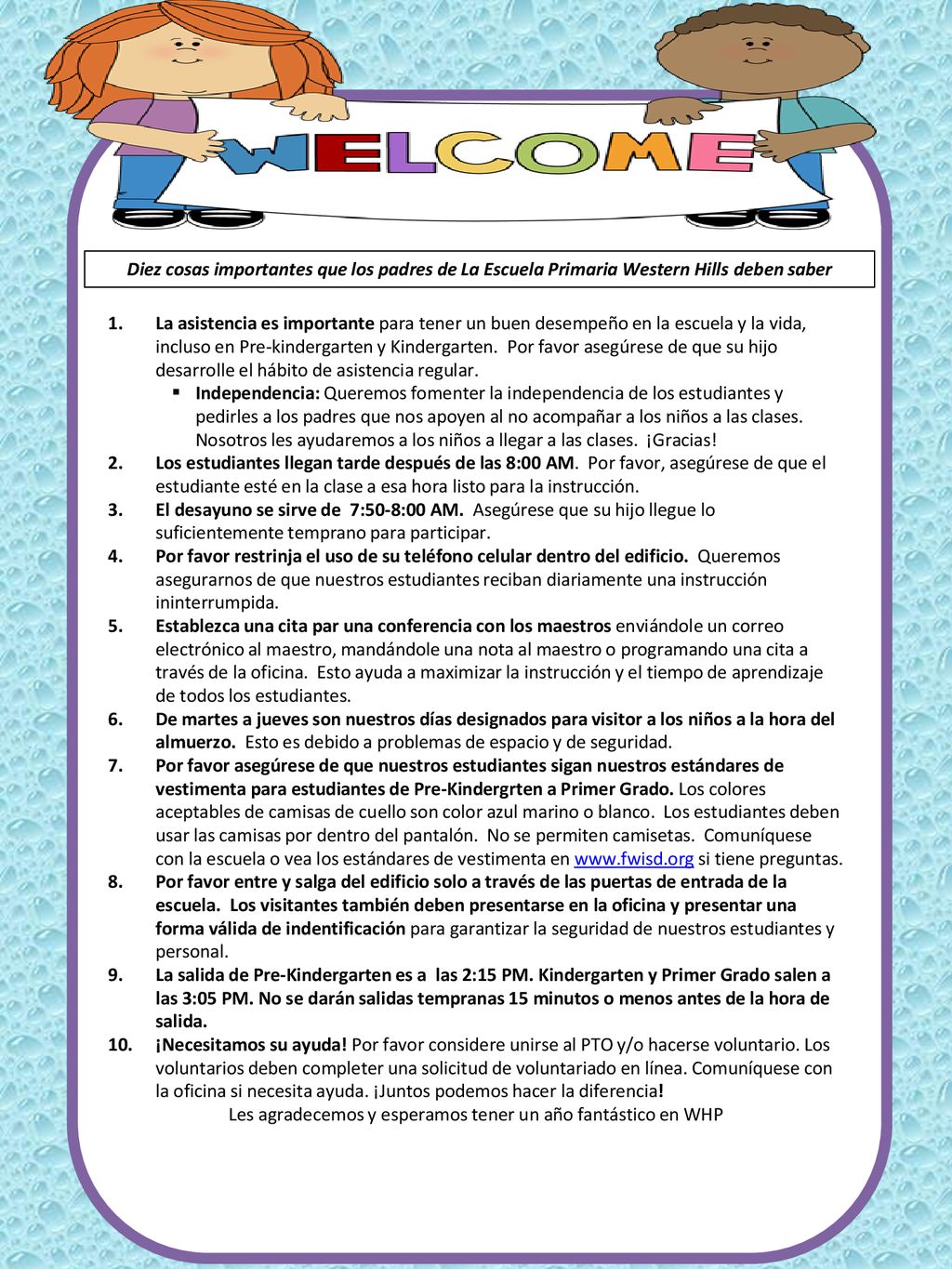 Les agradecemos y esperamos tener un año fantástico en WHP