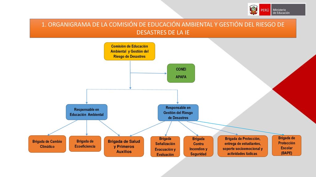 1. ORGANIGRAMA DE LA COMISIÓN DE EDUCACIÓN AMBIENTAL Y GESTIÓN DEL RIESGO DE DESASTRES DE LA IE