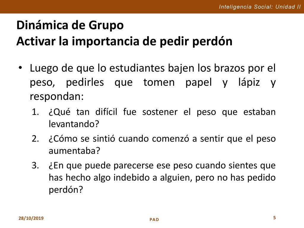 Dinámica de Grupo Activar la importancia de pedir perdón