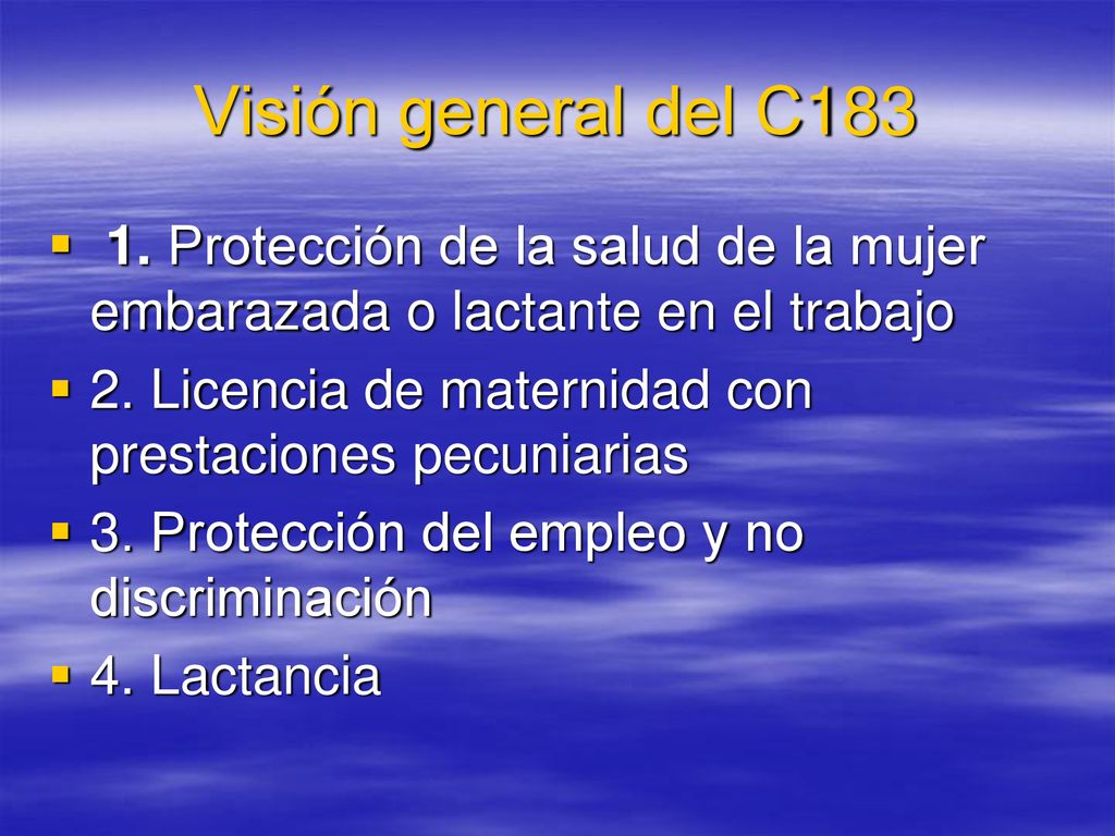Visión general del C Protección de la salud de la mujer embarazada o lactante en el trabajo.