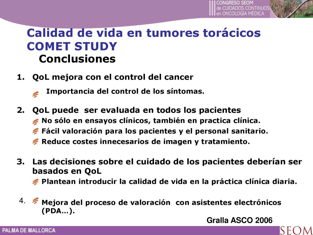 Calidad de vida en tumores torácicos COMET STUDY