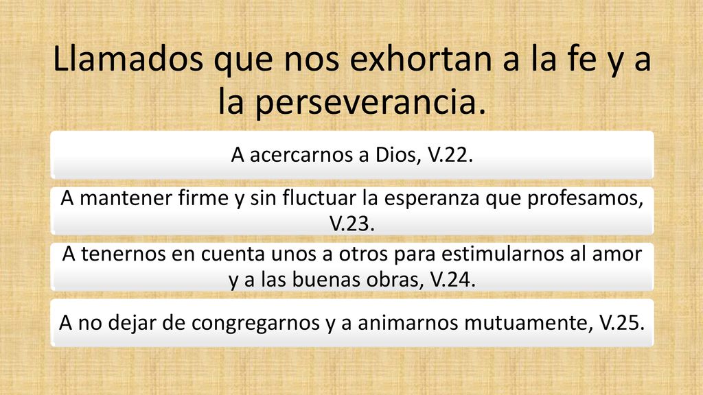 Llamados que nos exhortan a la fe y a la perseverancia.