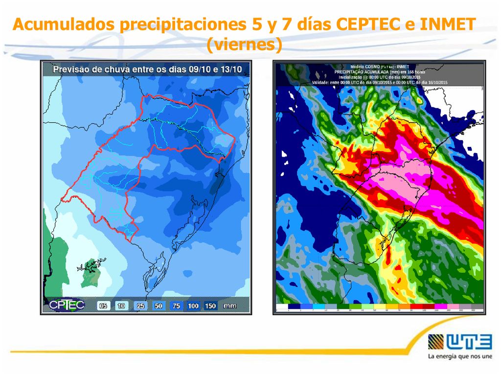 Acumulados precipitaciones 5 y 7 días CEPTEC e INMET (viernes)