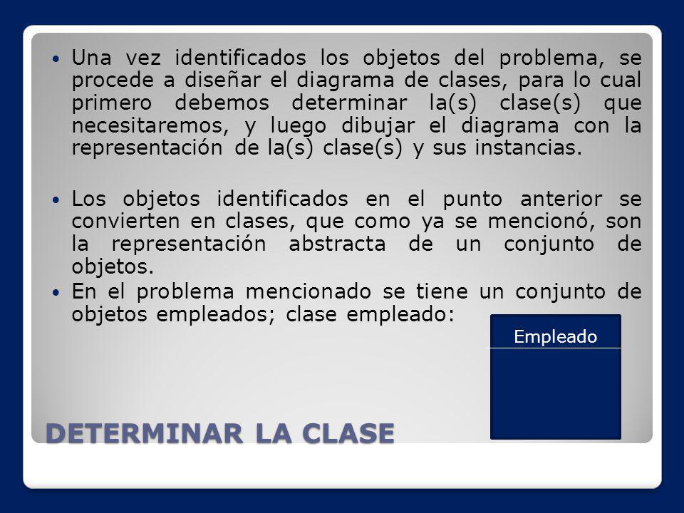 Una vez identificados los objetos del problema, se procede a diseñar el diagrama de clases, para lo cual primero debemos determinar la(s) clase(s) que necesitaremos, y luego dibujar el diagrama con la representación de la(s) clase(s) y sus instancias.
