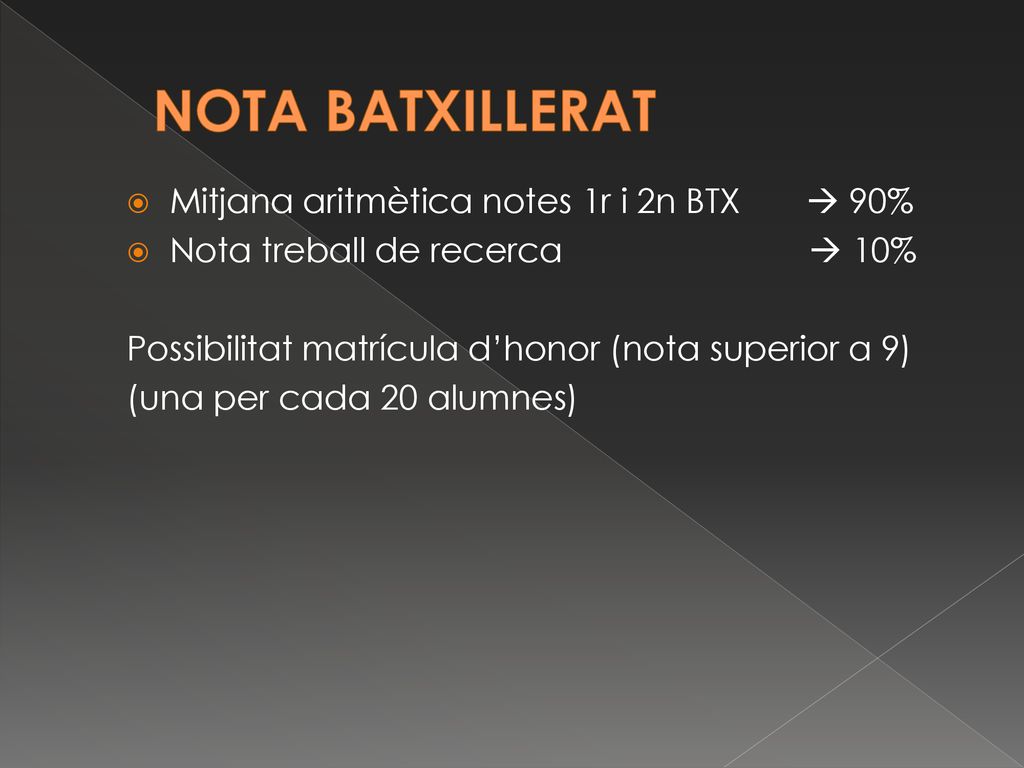 NOTA BATXILLERAT Mitjana aritmètica notes 1r i 2n BTX  90%