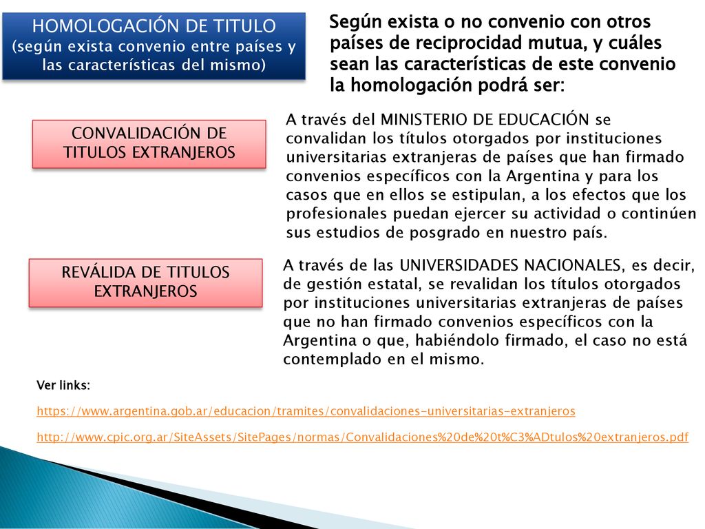 HOMOLOGACIÓN DE TITULO (según exista convenio entre países y las características del mismo)