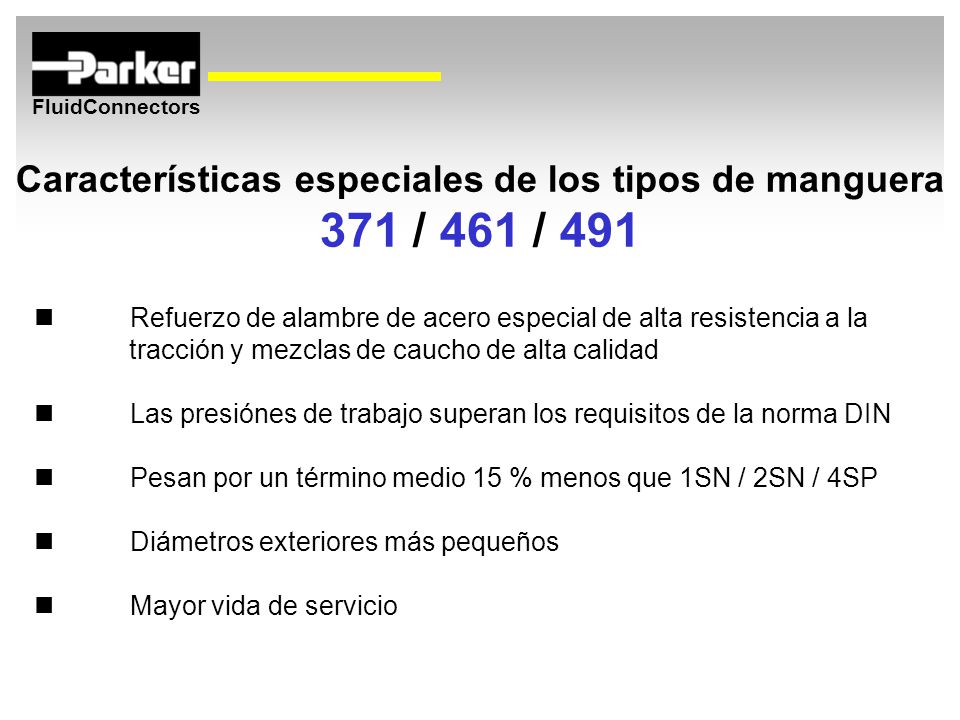 Características especiales de los tipos de manguera