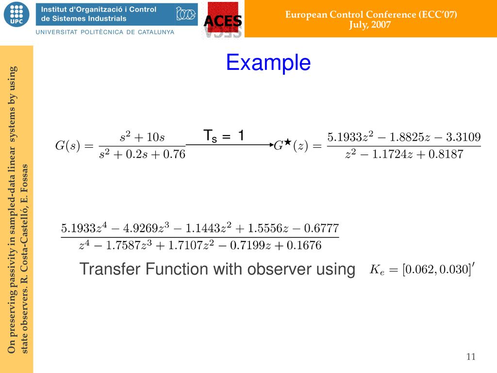 Example Transfer Function with observer using Presentació de la UPC