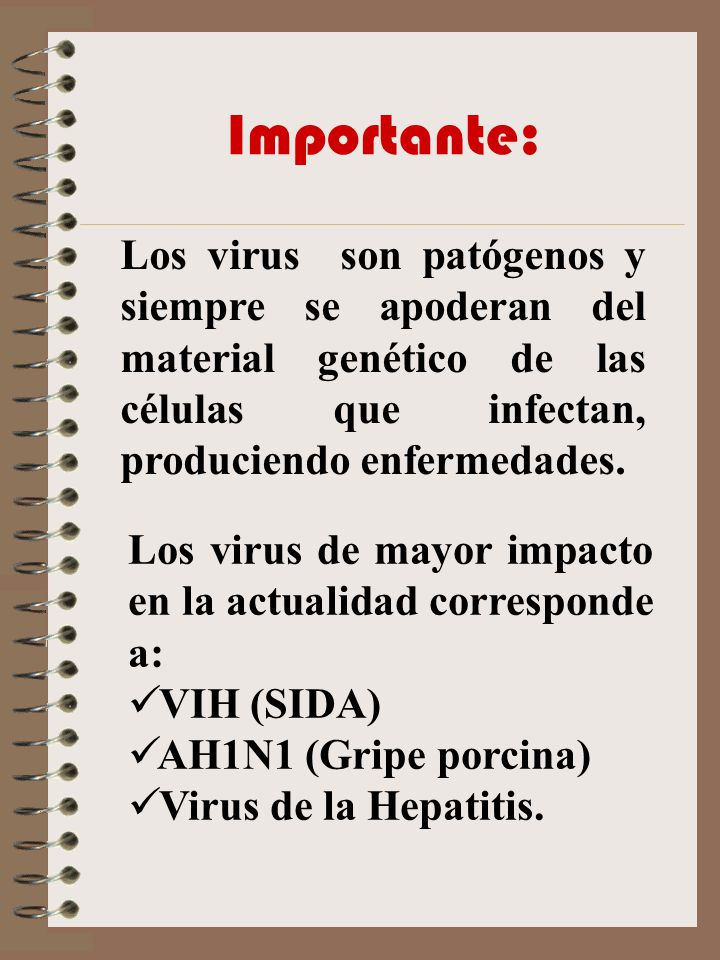 Importante: Los virus son patógenos y siempre se apoderan del material genético de las células que infectan, produciendo enfermedades.
