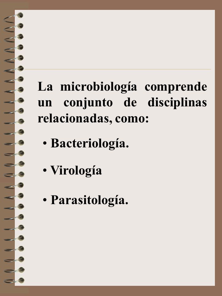 La microbiología comprende un conjunto de disciplinas relacionadas, como:
