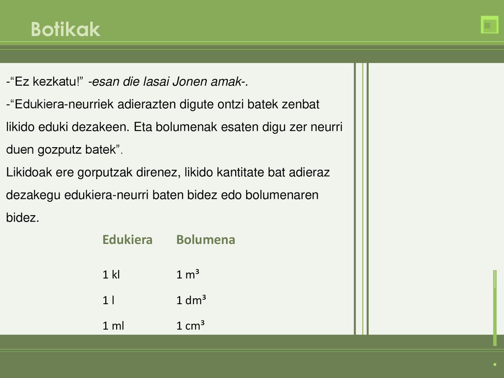 Botikak Edukiera Bolumena - Ez kezkatu! -esan die lasai Jonen amak-.