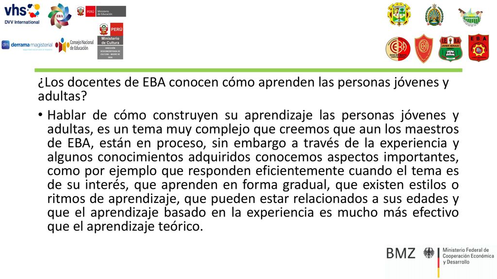 ¿Los docentes de EBA conocen cómo aprenden las personas jóvenes y adultas