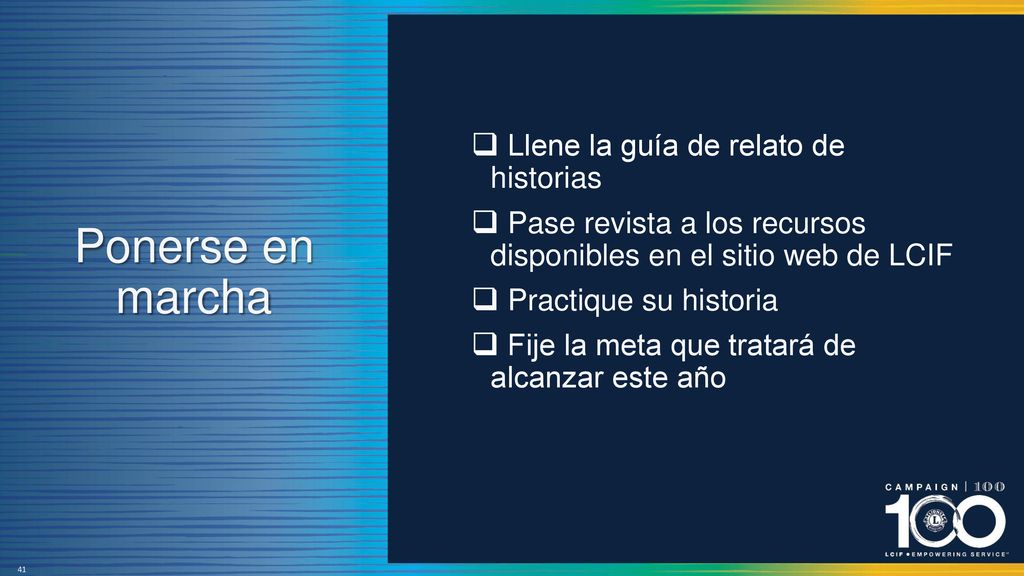 Ponerse en marcha Llene la guía de relato de historias