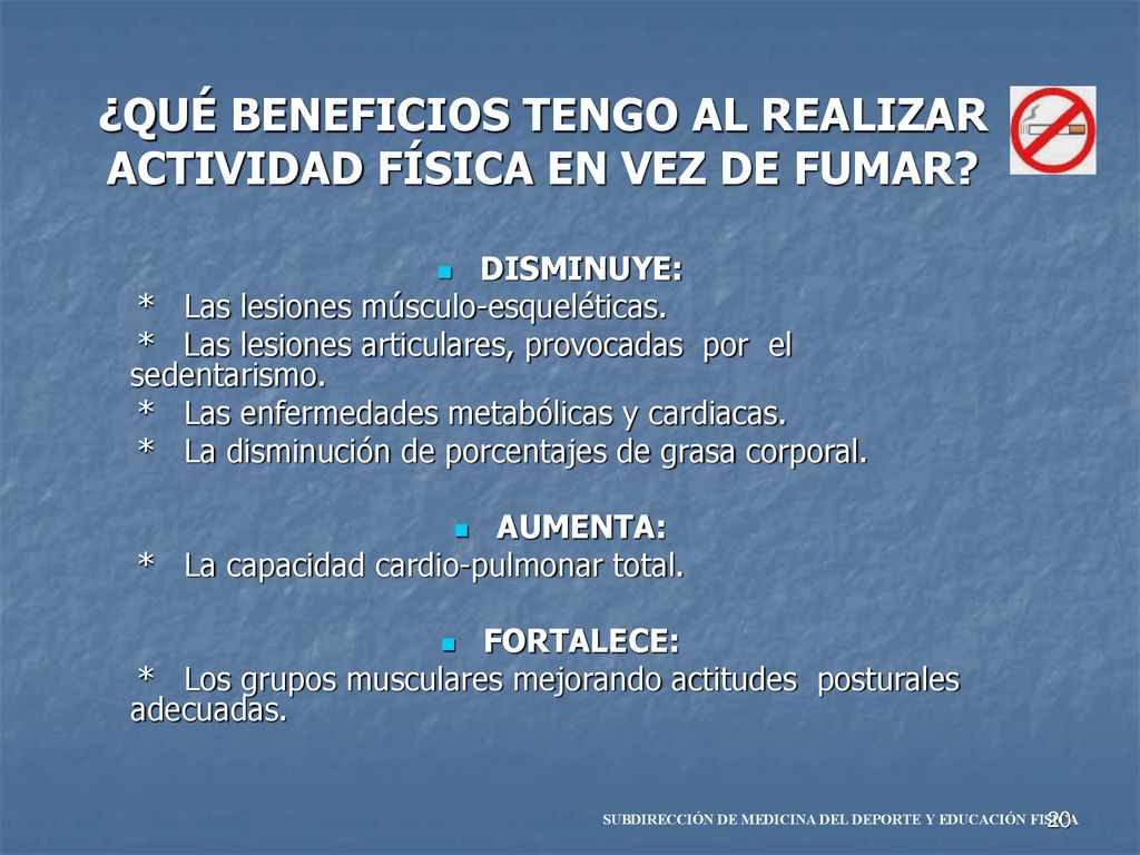 ¿QUÉ BENEFICIOS TENGO AL REALIZAR ACTIVIDAD FÍSICA EN VEZ DE FUMAR