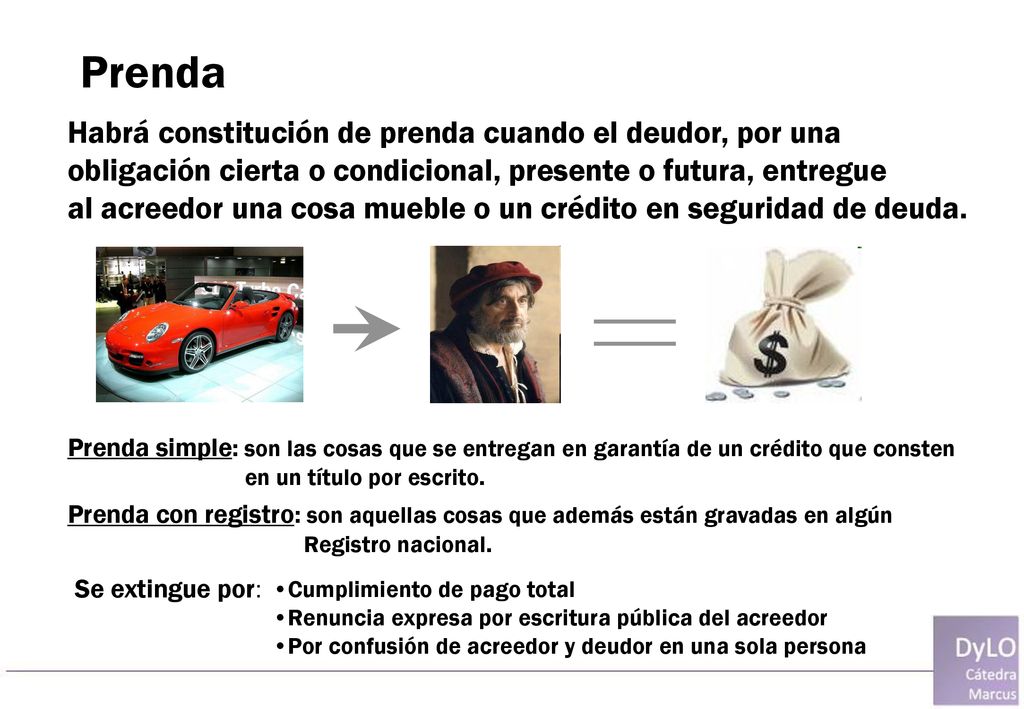 Prenda Habrá constitución de prenda cuando el deudor, por una