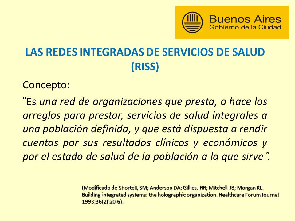 Las Redes Integradas de Servicios de Salud (RISS)
