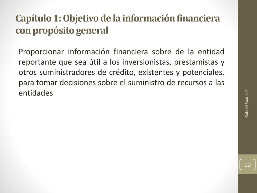 Capítulo 1: Objetivo de la información financiera con propósito general