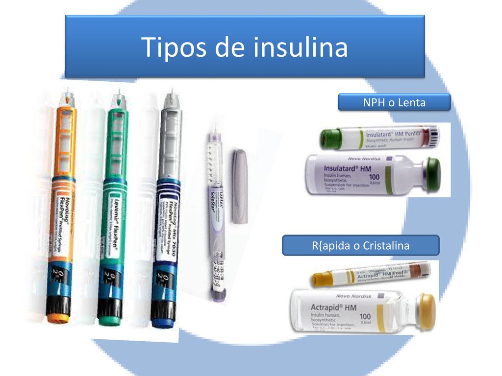 Tipos de insulina NPH o Lenta R{apida o Cristalina