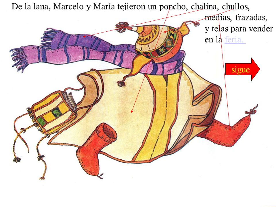 De la lana, Marcelo y María tejieron un poncho, chalina, chullos,