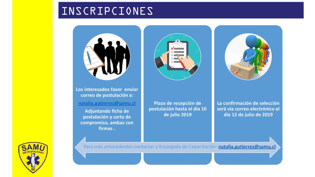INSCRIPCIONES Los interesados favor enviar correo de postulación a: