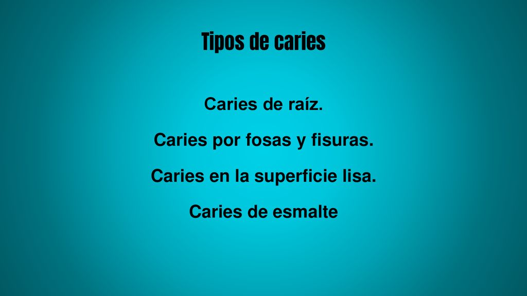 Caries por fosas y fisuras. Caries en la superficie lisa.