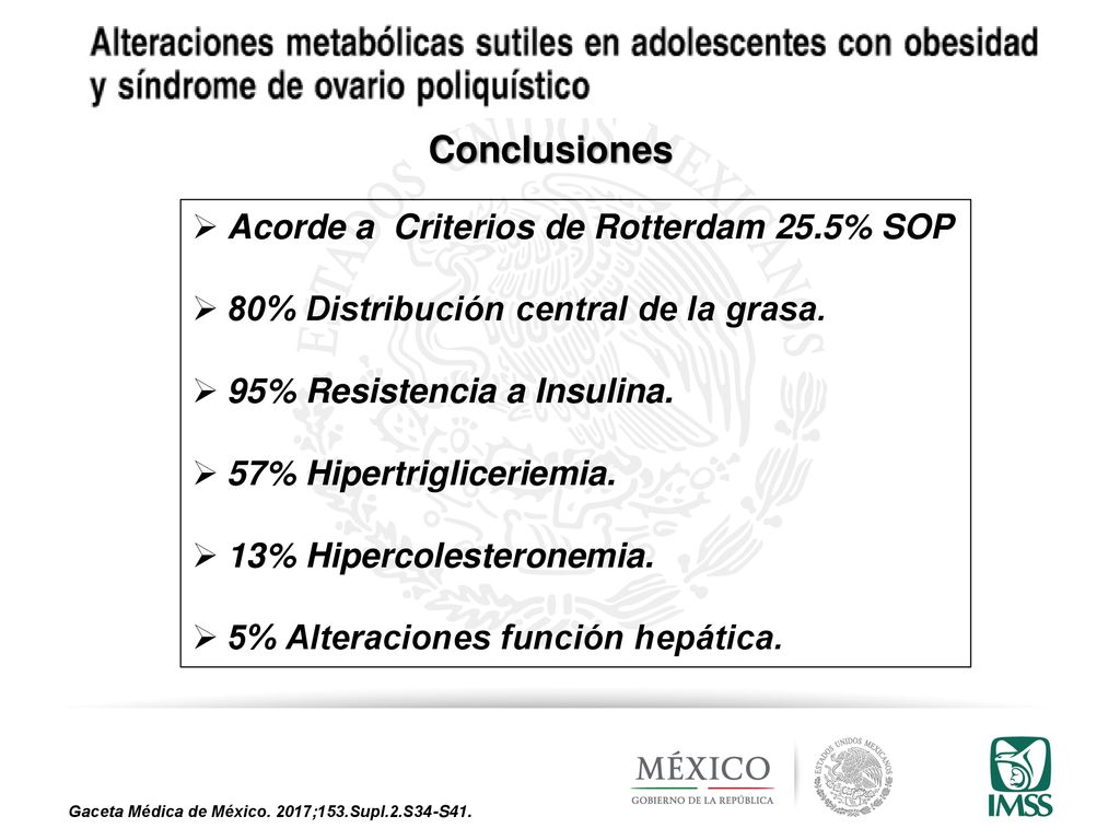 Conclusiones Acorde a Criterios de Rotterdam 25.5% SOP