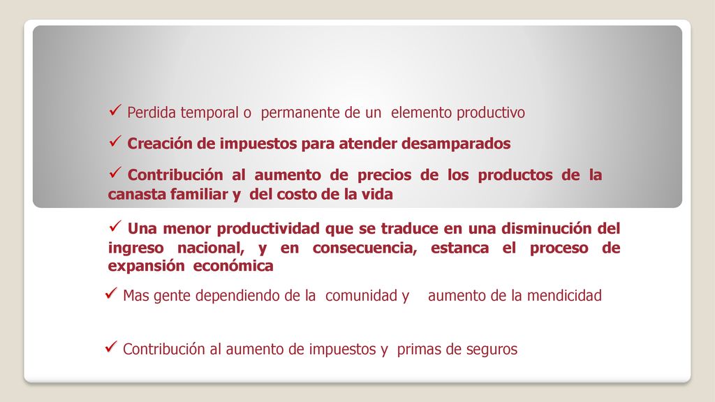 Perdida temporal o permanente de un elemento productivo