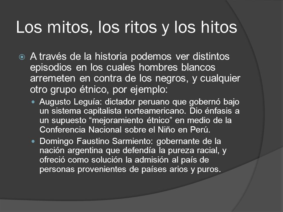 Los mitos, los ritos y los hitos