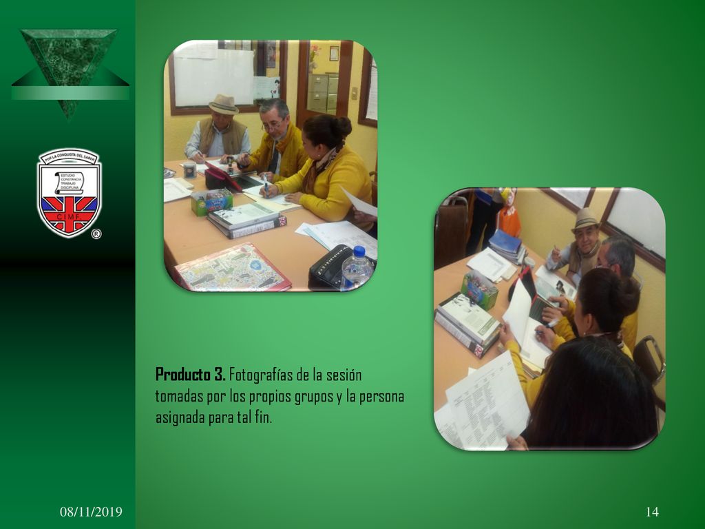 Producto 3. Fotografías de la sesión tomadas por los propios grupos y la persona asignada para tal fin.