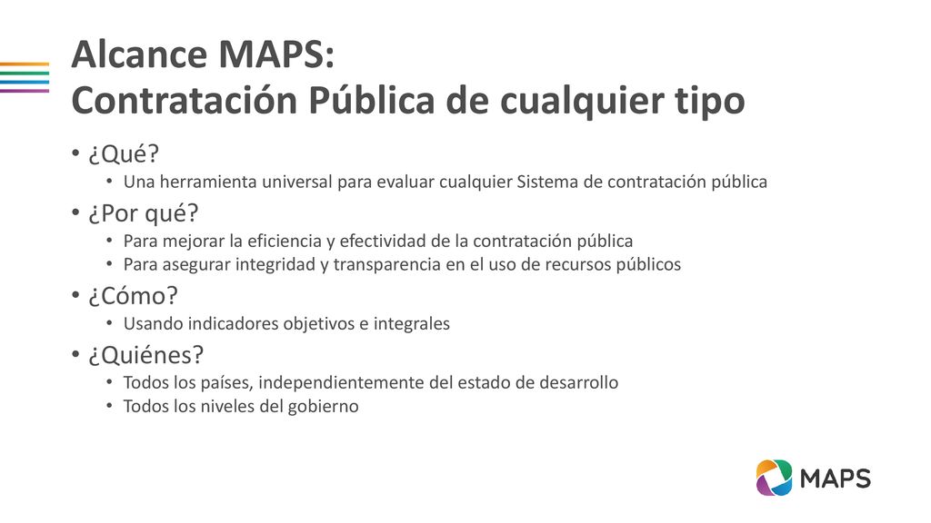 Alcance MAPS: Contratación Pública de cualquier tipo