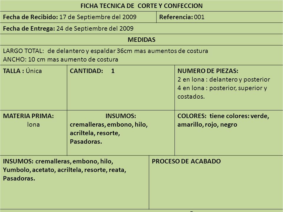 FICHA TECNICA DE CORTE Y CONFECCION REALIZADO POR: ALEJANDRA URUEÑA