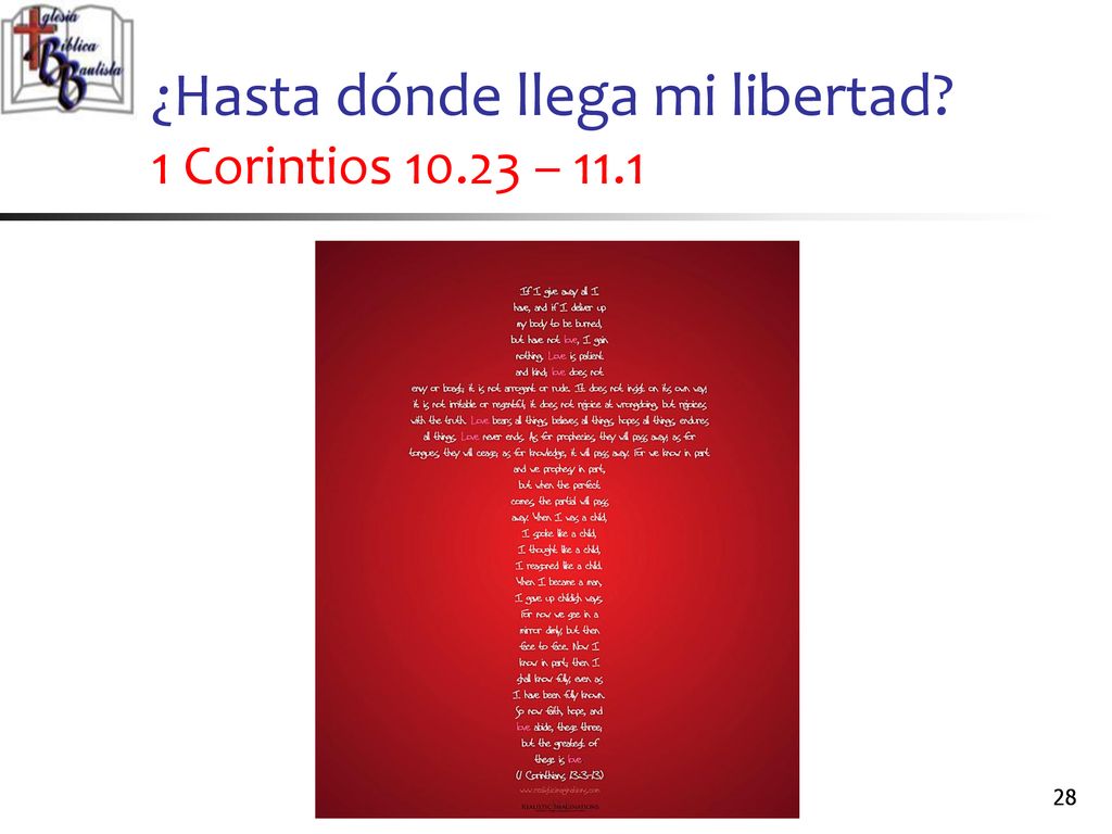 ¿Hasta dónde llega mi libertad 1 Corintios – 11.1