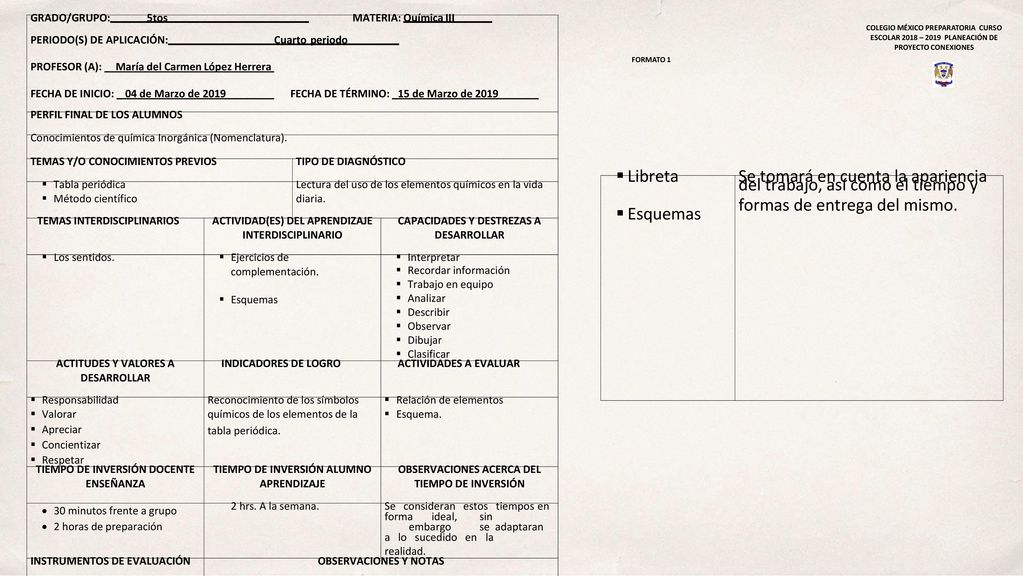 Se tomará en cuenta la apariencia del trabajo, así como el tiempo y