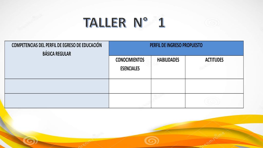TALLER N° 1 COMPETENCIAS DEL PERFIL DE EGRESO DE EDUCACIÓN BÁSICA REGULAR. PERFIL DE INGRESO PROPUESTO.