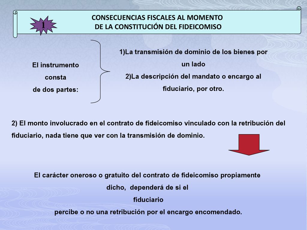 1)La transmisión de dominio de los bienes por un lado