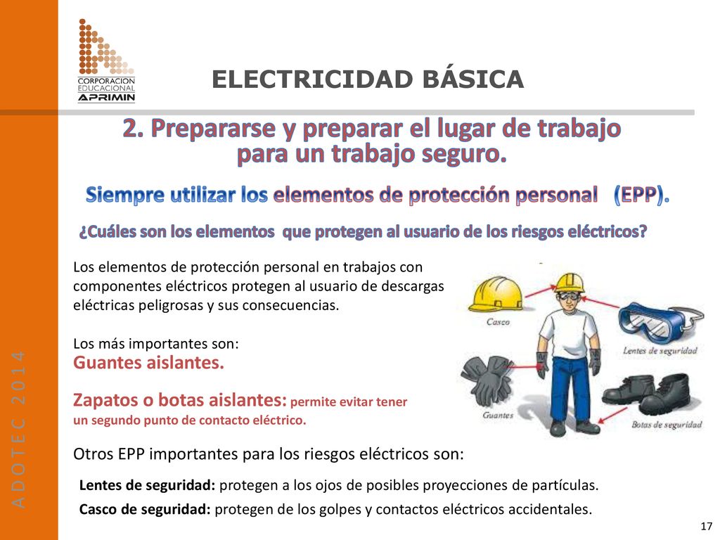 2. Prepararse y preparar el lugar de trabajo para un trabajo seguro.