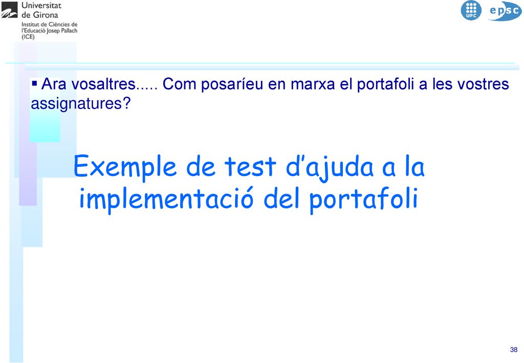 Exemple de test d’ajuda a la implementació del portafoli