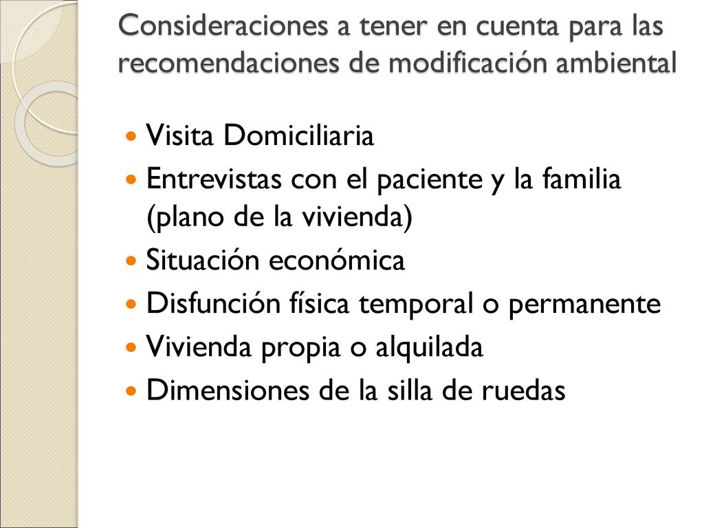Consideraciones a tener en cuenta para las recomendaciones de modificación ambiental